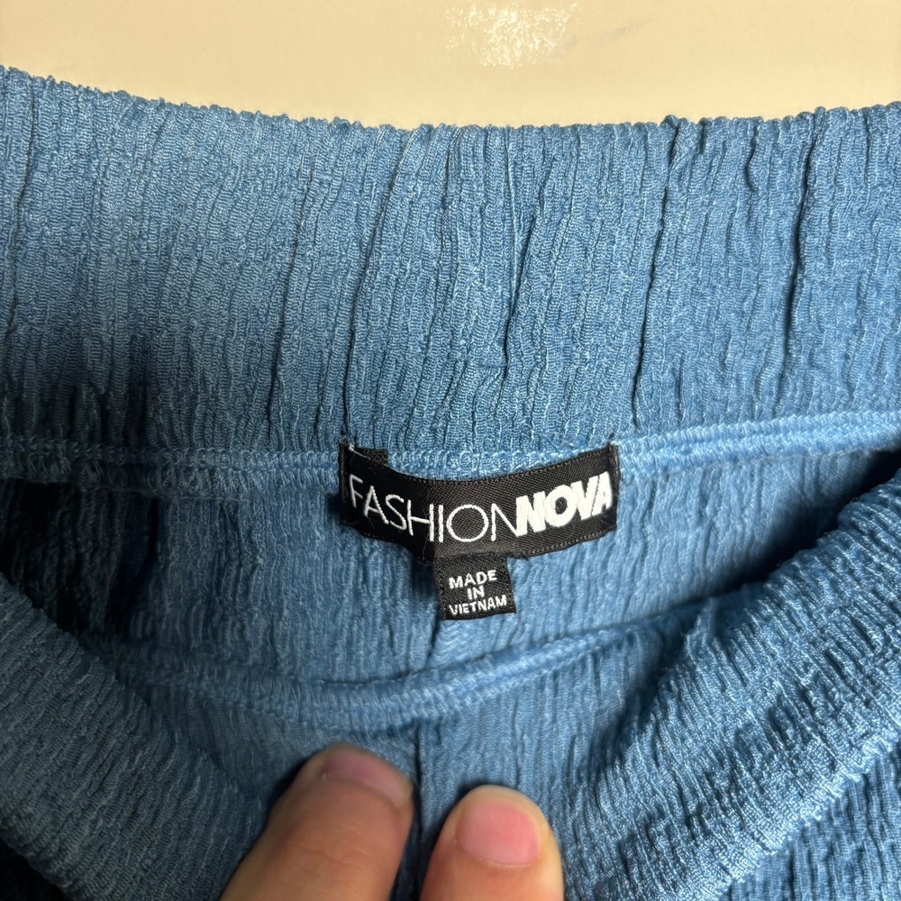 Fashion Nova Blue Elastic Waist Drawstring Wide Leg Lounge Shorts Womens XL - Picture 6 of 7
